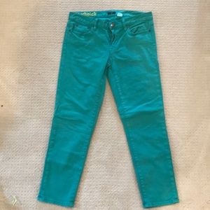 J. Crew turquoise toothpick jeans